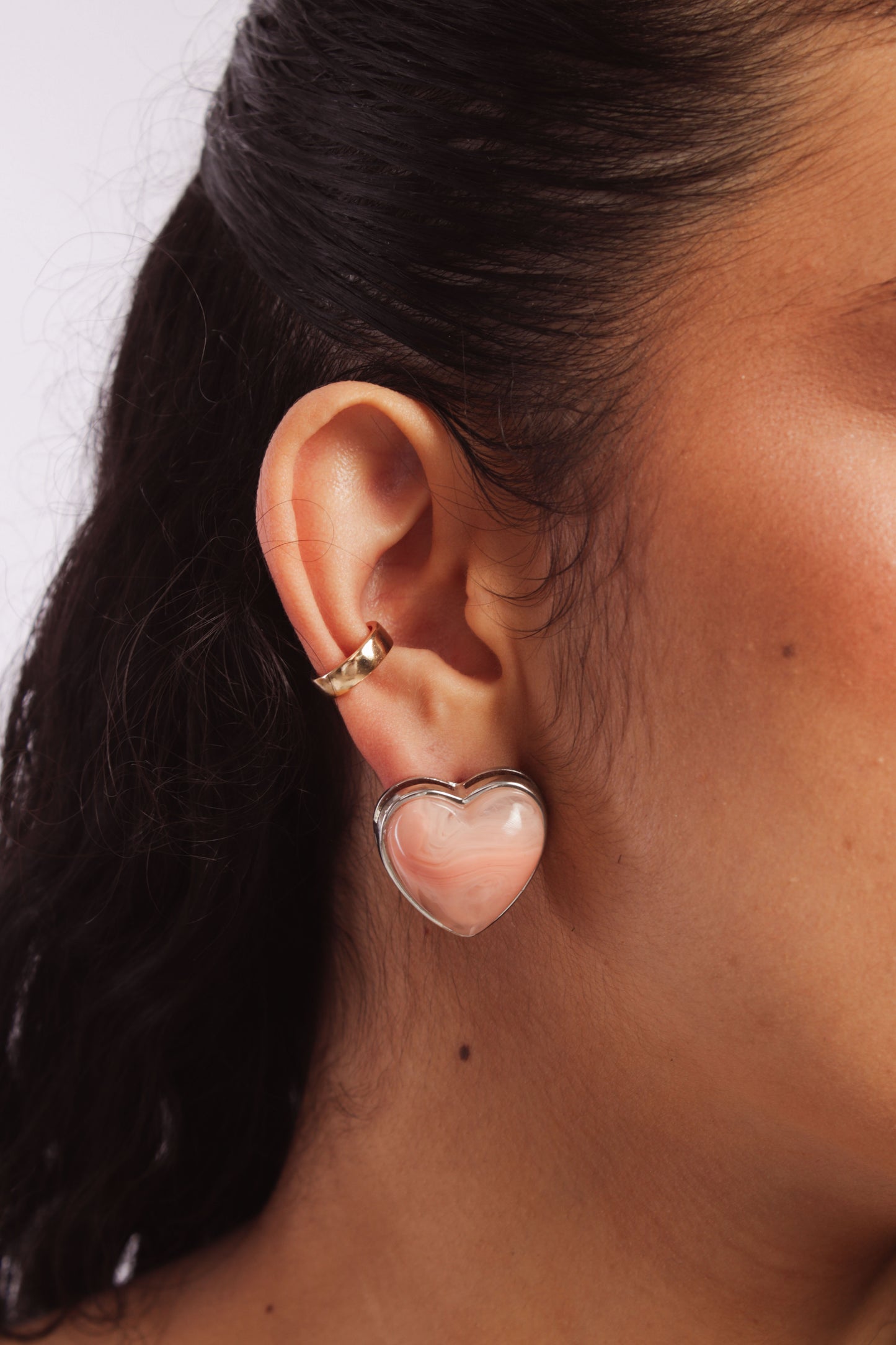 Brinco Coração Madrepérola Rosé